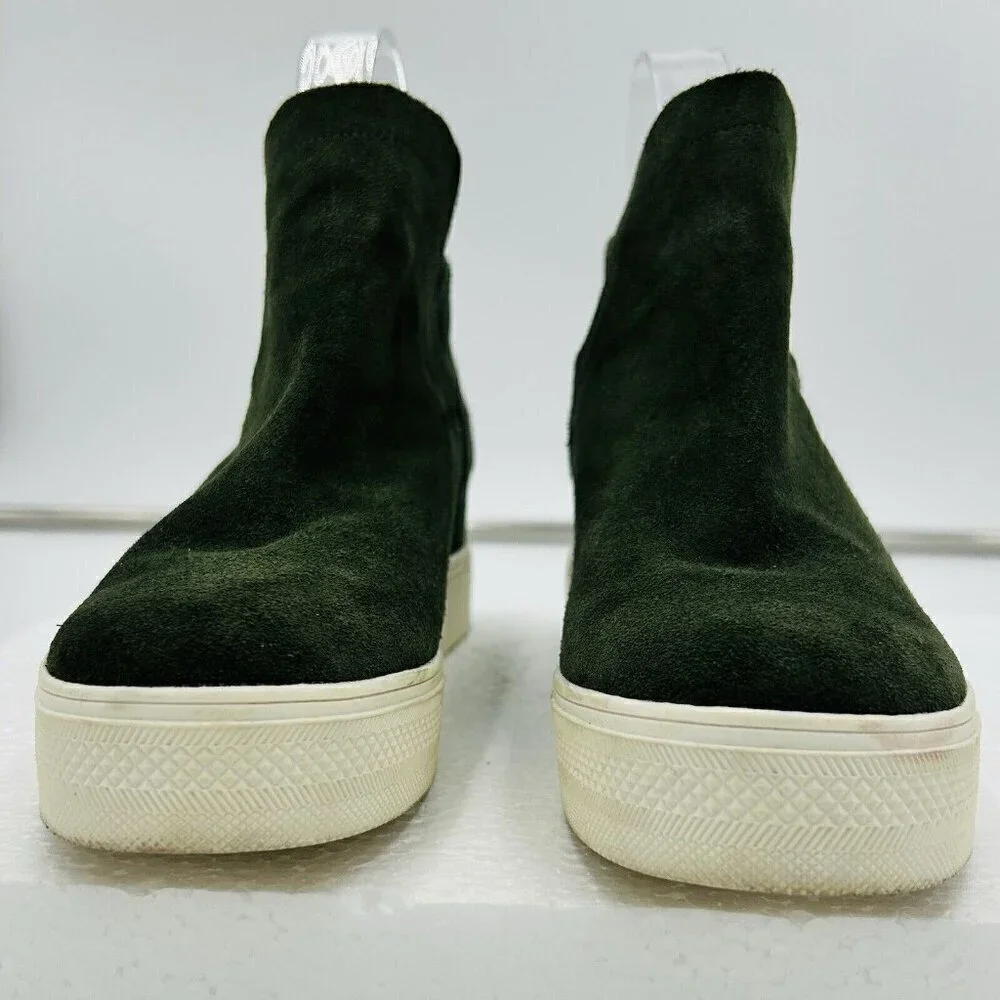 Steve Madden Bootie Sneakers Women's Wrangle Dark Green Suede Leather Size 7M